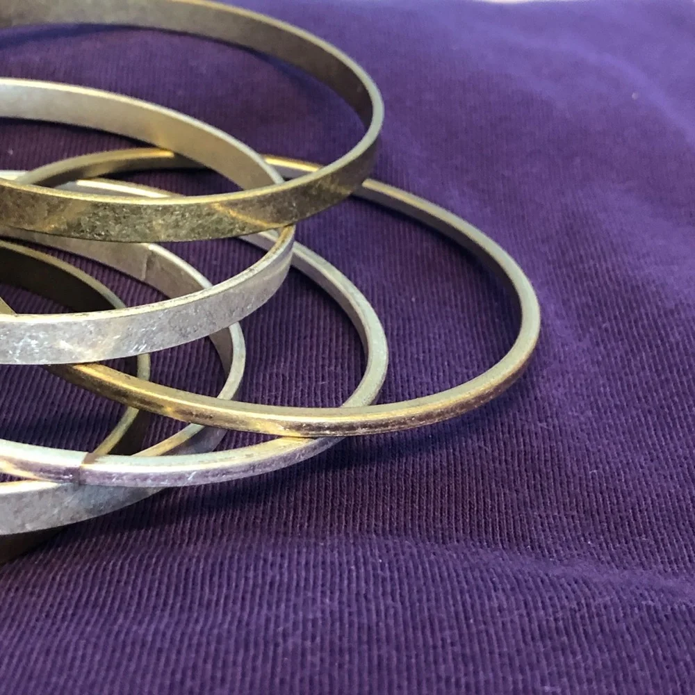 Gold and Silver tones Mixed Metal Bangle Bracelet Set - Women Jewelry